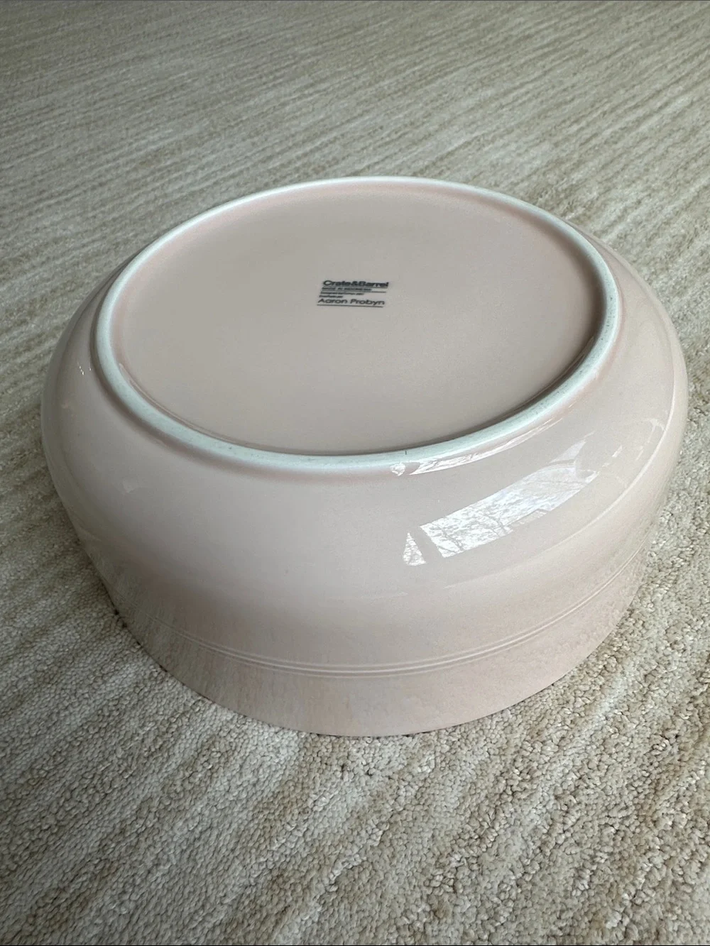 Crate & Barrel Hue Blush Pink Aaron Probyn All-Purpose Serving Bowl Porcelain 9”